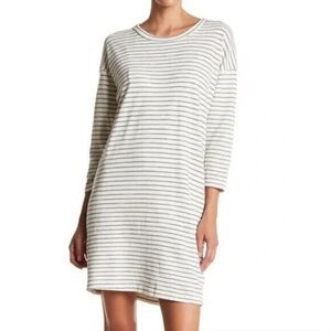 Current/Elliot Painter T-Shirt Dress S 1 White/Black‎ Striped Long Sleeve Knit